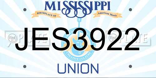 JES3922 Mississippi License Plate