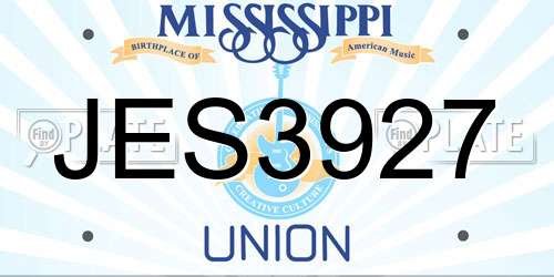 JES3927 Mississippi License Plate