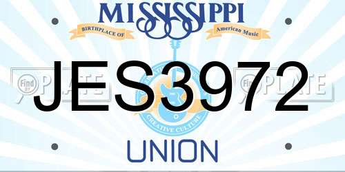 JES3972 Mississippi License Plate