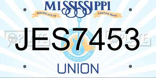 JES7453 Mississippi License Plate