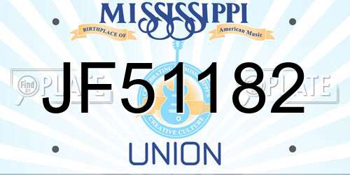 JF51182 Mississippi License Plate