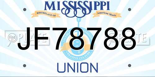 JF78788 Mississippi License Plate