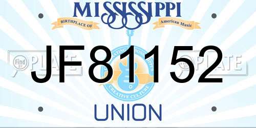 JF81152 Mississippi License Plate