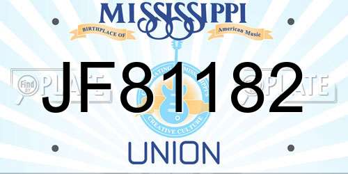JF81182 Mississippi License Plate