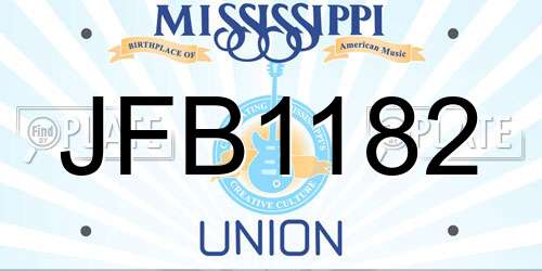 JFB1182 Mississippi License Plate