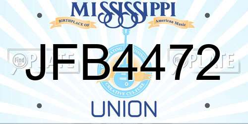 JFB4472 Mississippi License Plate