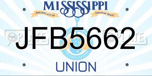 JFB5662 Mississippi License Plate