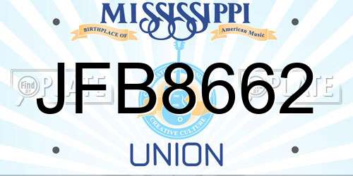 JFB8662 Mississippi License Plate