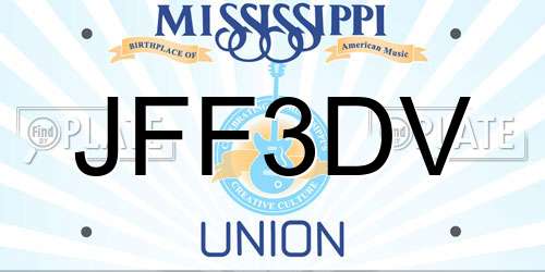 JFF3DV Mississippi License Plate