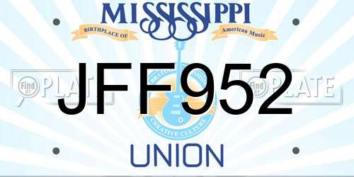 JFF952 Mississippi License Plate