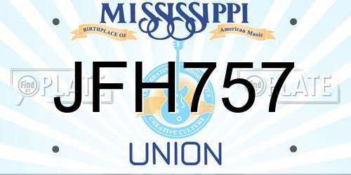 JFH757 Mississippi License Plate