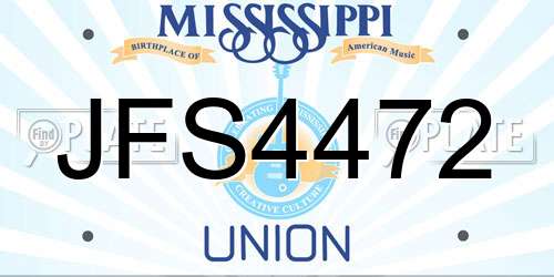 JFS4472 Mississippi License Plate