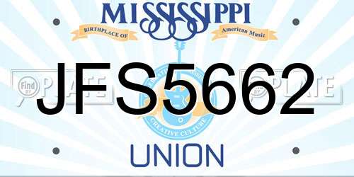 JFS5662 Mississippi License Plate