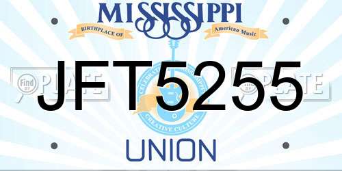 JFT5255 Mississippi License Plate