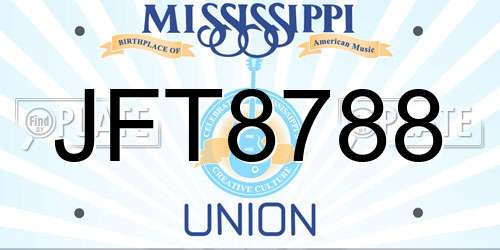 JFT8788 Mississippi License Plate