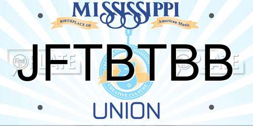JFTBTBB Mississippi License Plate