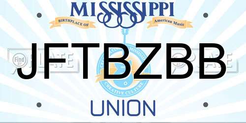 JFTBZBB Mississippi License Plate