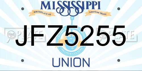 JFZ5255 Mississippi License Plate
