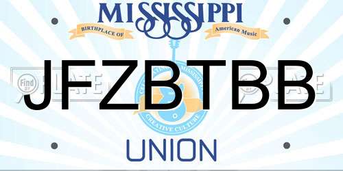 JFZBTBB Mississippi License Plate