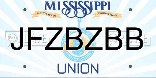 JFZBZBB Mississippi License Plate