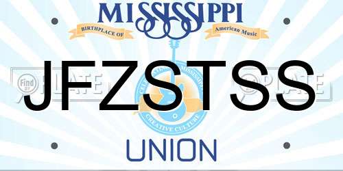 JFZSTSS Mississippi License Plate