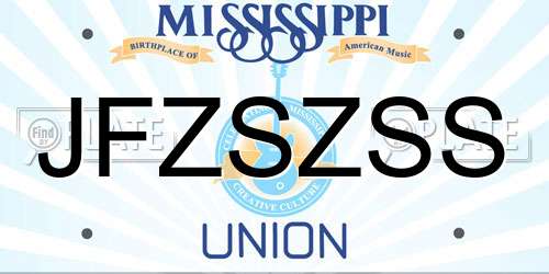 JFZSZSS Mississippi License Plate