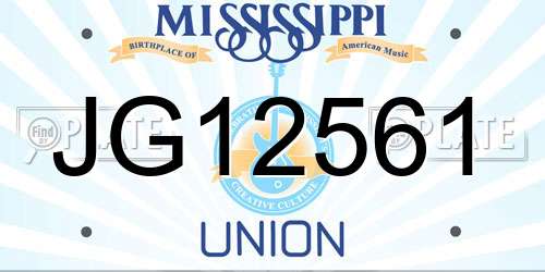 JG12561 Mississippi License Plate