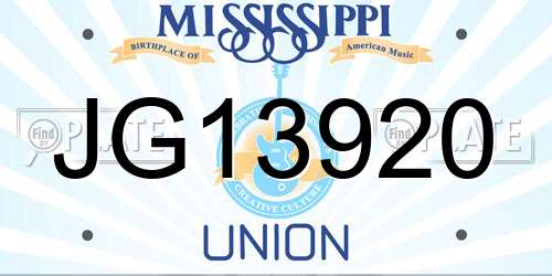 JG13920 Mississippi License Plate