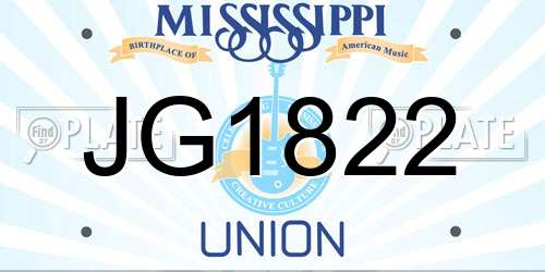 JG1822 Mississippi License Plate