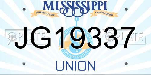 JG19337 Mississippi License Plate