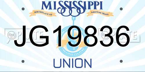 JG19836 Mississippi License Plate