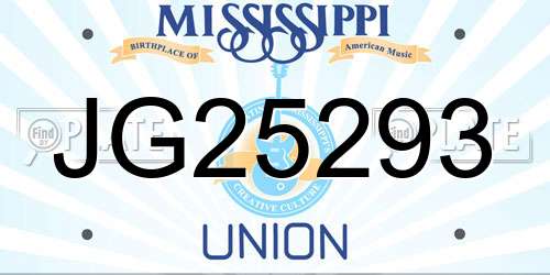 JG25293 Mississippi License Plate
