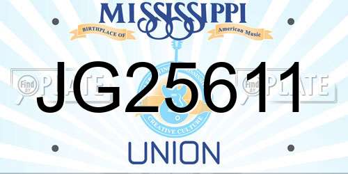 JG25611 Mississippi License Plate