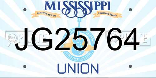 JG25764 Mississippi License Plate