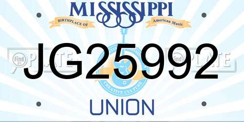 JG25992 Mississippi License Plate