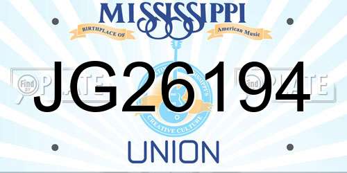JG26194 Mississippi License Plate