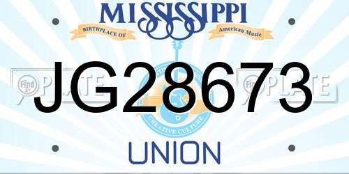 JG28673 Mississippi License Plate