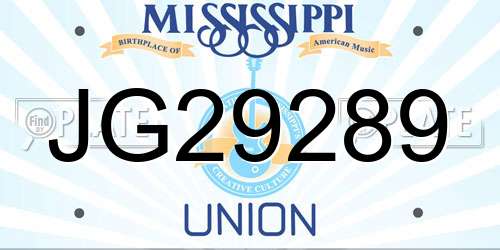 JG29289 Mississippi License Plate
