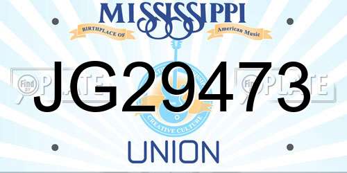 JG29473 Mississippi License Plate