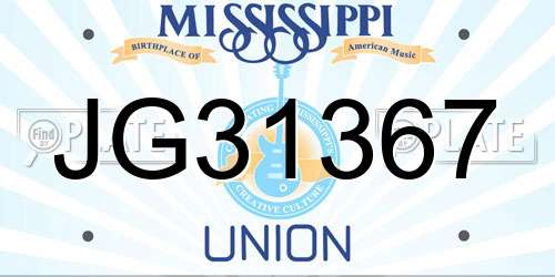 JG31367 Mississippi License Plate
