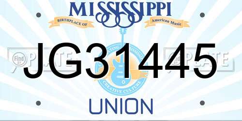 JG31445 Mississippi License Plate