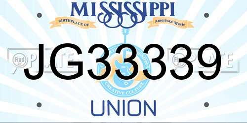 JG33339 Mississippi License Plate