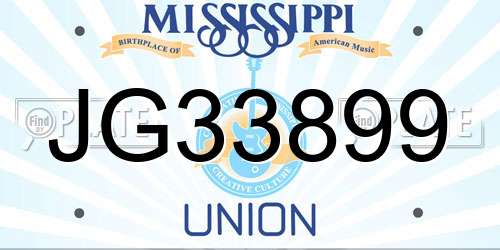 JG33899 Mississippi License Plate