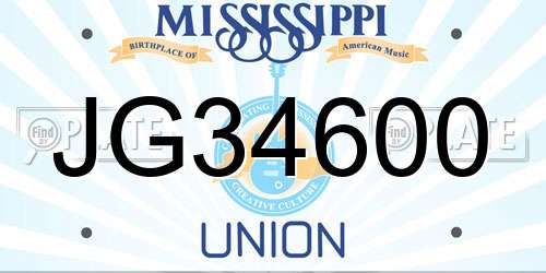 JG34600 Mississippi License Plate