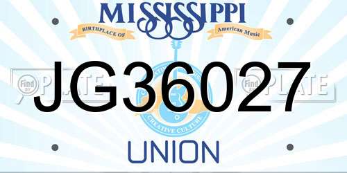 JG36027 Mississippi License Plate