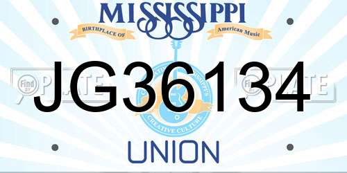 JG36134 Mississippi License Plate