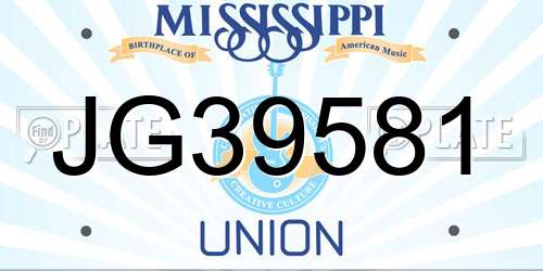JG39581 Mississippi License Plate