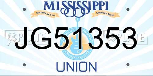 JG51353 Mississippi License Plate