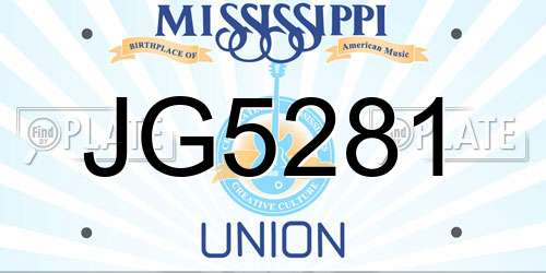 JG5281 Mississippi License Plate