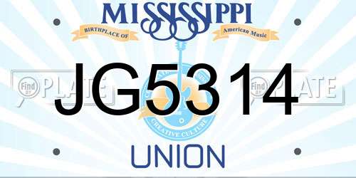 JG5314 Mississippi License Plate